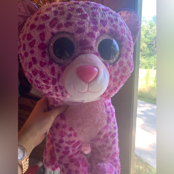 TY bundle of 2 Large 20” Kiki the Cat & Glamour the Leopard hard plushies - Picture 7 of 10